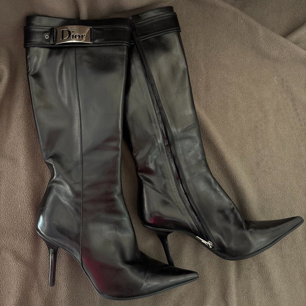 Christian Dior Vintage Galliano Era Stiletto Leather Boots US 8.5